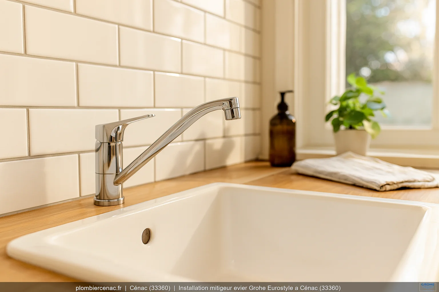 Installation mitigeur evier Grohe Eurostyle a Cénac (33360)