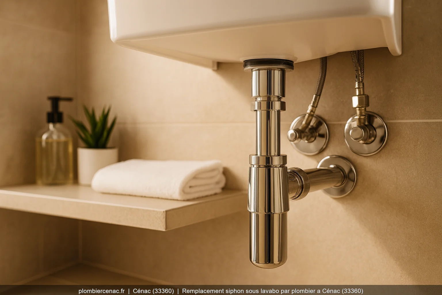 Remplacement siphon sous lavabo par plombier a Cénac (33360)